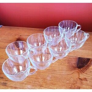 Coffee Tea 8oz Arcoroc France Clear Glass Espresso Punch Bowl Cups Set Of 8